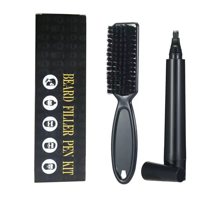 2021 Men Beard Grooming Set Shaving Nylon Brush Beard Filler Pen Kit Beard Filling Pen Kit