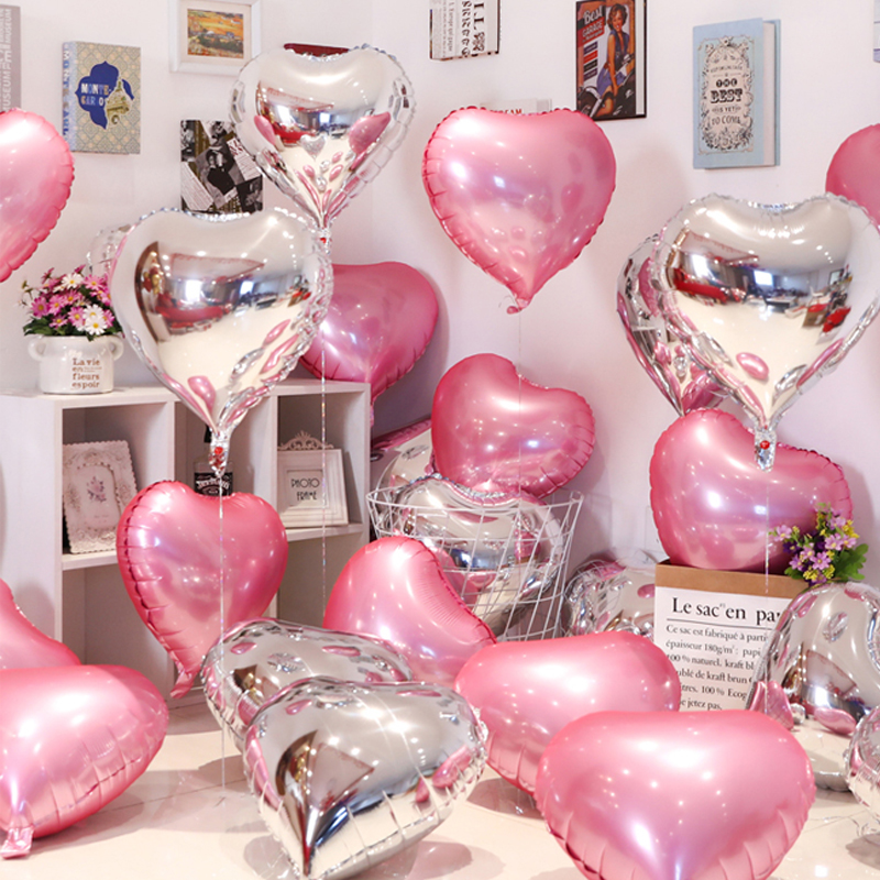 Набор фольгенных шаров Romantic Love Heart, свадьба, день рождения, юбилей, декоративные воздушные шары, Бесплатный насос для накачки, 18 дюймов