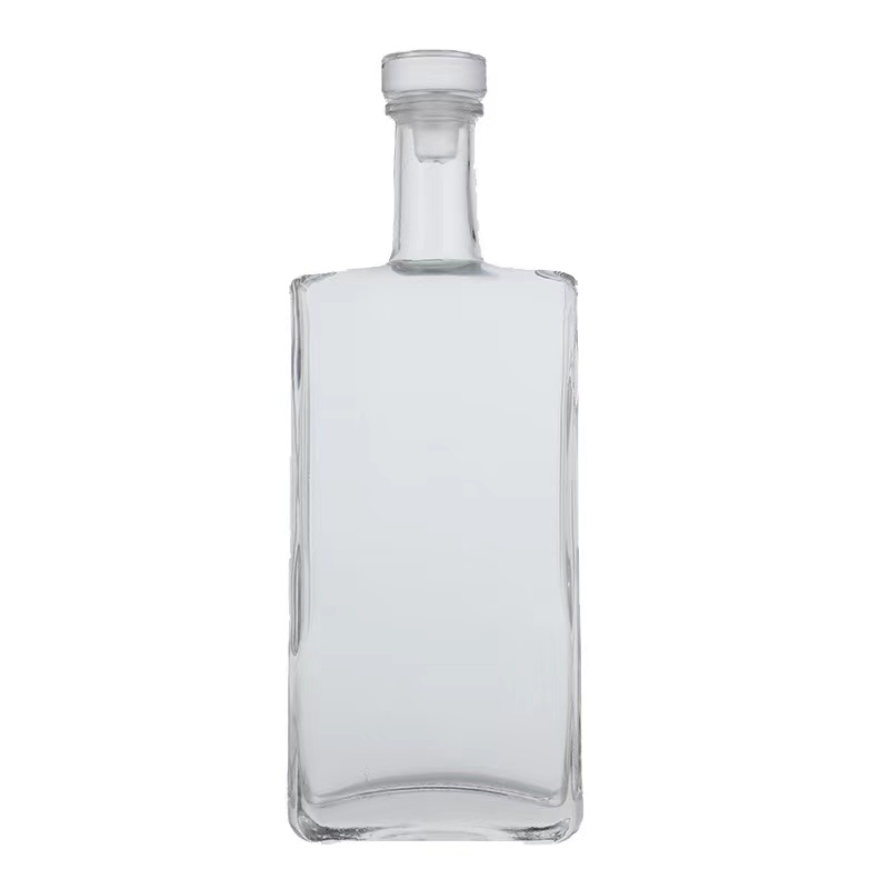 500 ml Square Spirit Liquor Bottle 500ml Gin Whiskey Wine Vodka Glass Bottle for Brandy Rum with Synthetic Cork