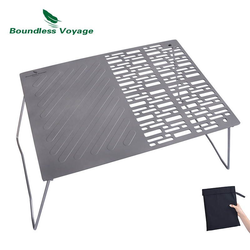 Boundless Voyage Mini Size Durable and Foldable Titanium Charcoal BBQ Grill Plate with Carry Bag for Outdoor Camping Beach