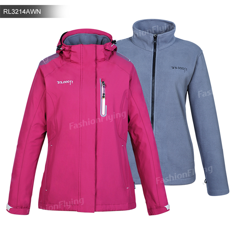 3 In 1 Outdoor Waterproof Windbreaker Hiking Women's Jacket Fashion Inner With Fleece Warm Women Coat