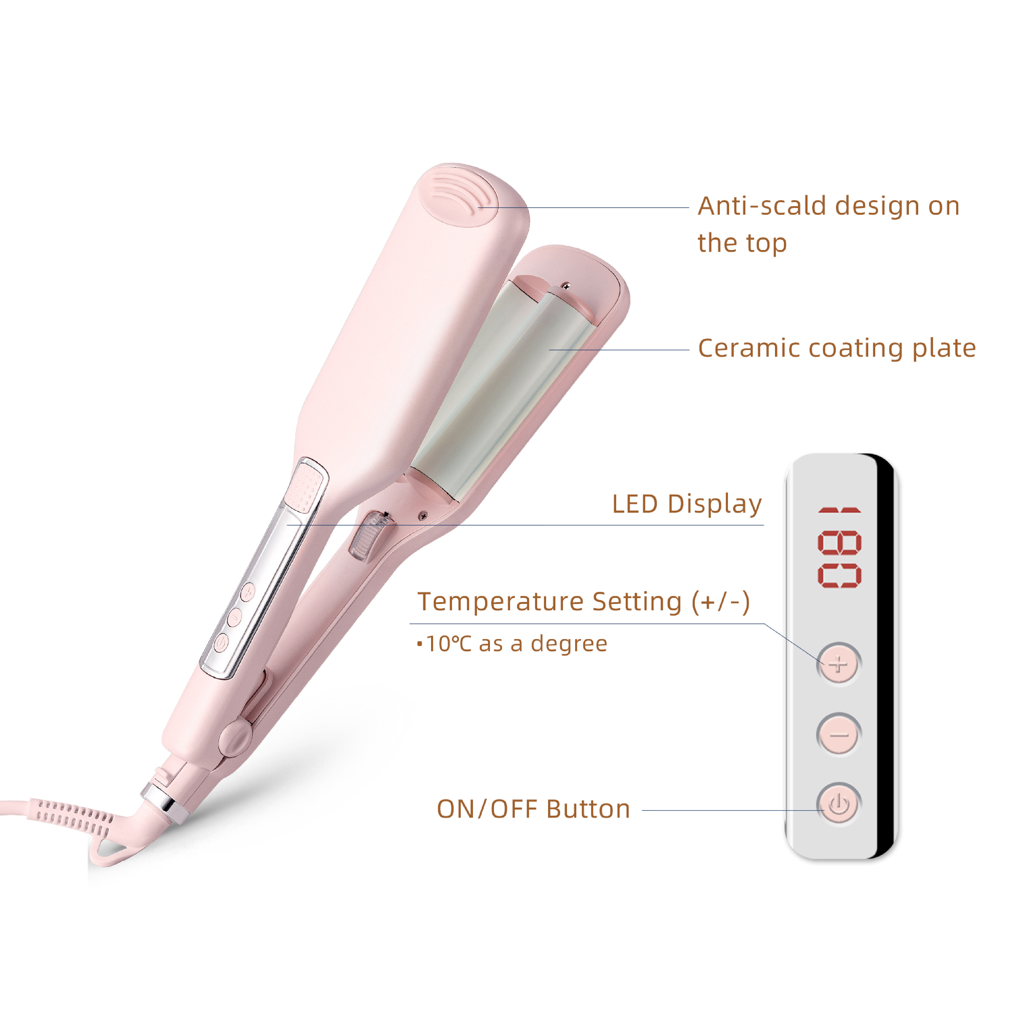 wholesale custom logo led display easy use curling iron ceramic hari curler machine egg roll waves curling wand for hair