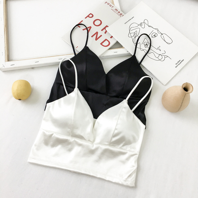Sleeping Brassiere Push Up Bras Sexy Lingerie Top Wireless Bra Top Sexy Women Sexy Strap Silk Smooth Plunge Bralette Bra
