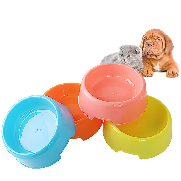 Pet Water Bowl Candy Color Round Shape No Spill Slow Feeder Dog Food Bowl