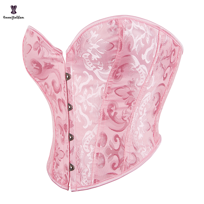 Busty Women's Slimming Bustier 12 Plastic Bones Supported Gorset Plus Size S-xxxxxxl Pink Corset Short With 4 Busks
