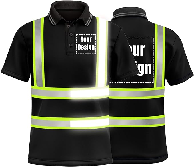 High Visibility shortSleeve Shirt Customized Your LOGO on Safety Polo Shirt with Reflective Stripes HiVis Construction Workwear