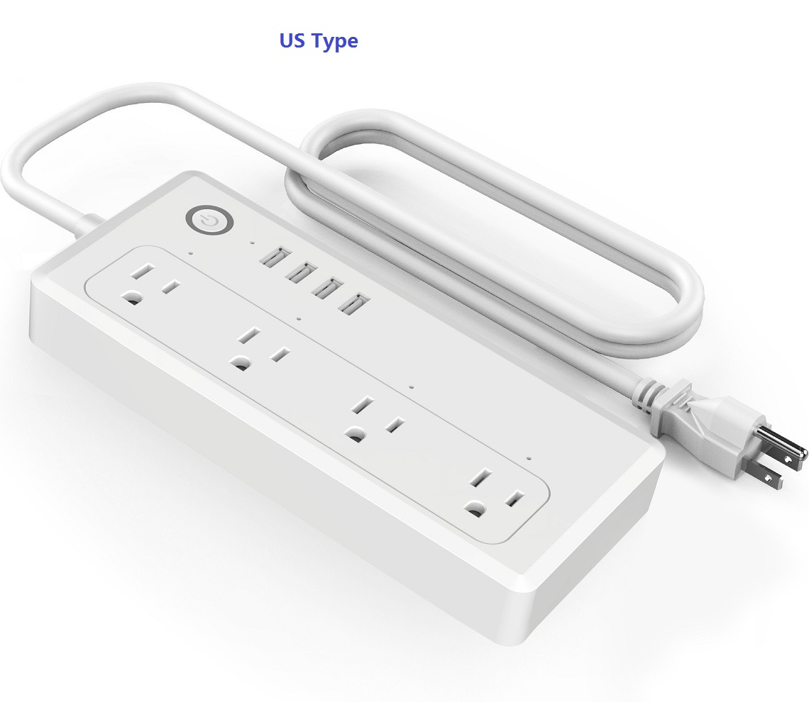 «Умная» полосы Великобритании ЕС США тип розетки 4AC 4 порта USB быстрая зарядка 1,8 м кабель удлинитель розетка tuya smart продуктов