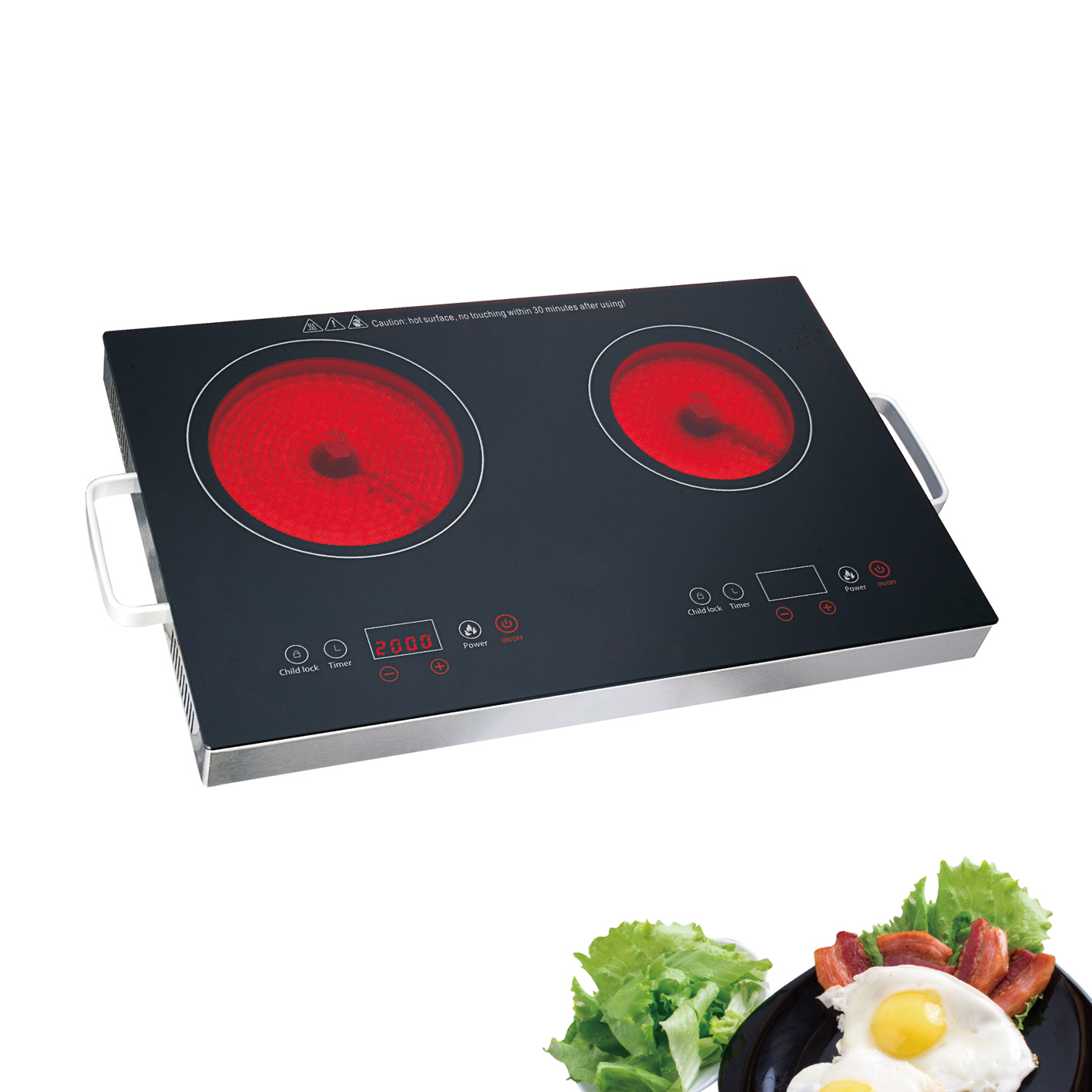 electric infrared ceramic cooker stove double hot plant digital control crystallite glass plate