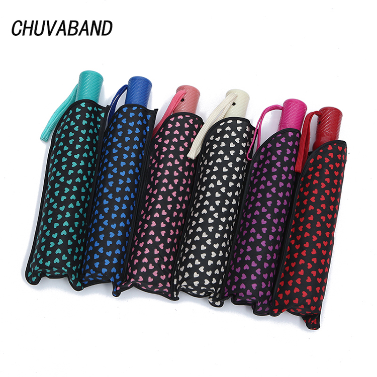 Модный складной зонт CHUVABAND с милым рисунком сердца, детский зонт от дождя и УФ-лучей для девочек, женский ветрозащитный зонт в форме сердца QY210014