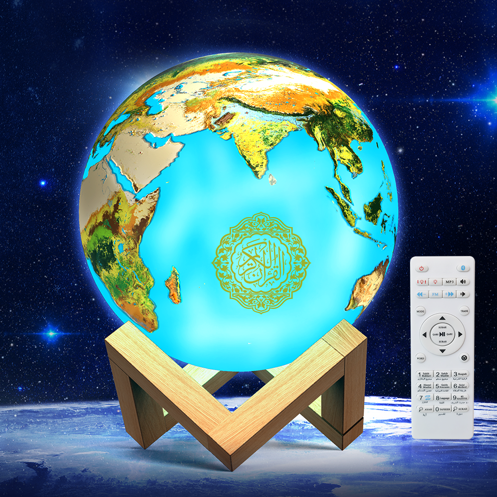 Азан Коран динамик земля лампы беспроводной Bluetooth плейер Quran карта памяти 16G 3D Коран сенсорный светильник 30 видов язык 27 reciters