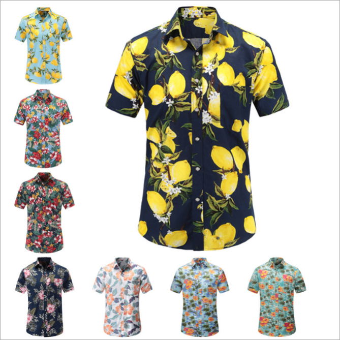 Мужская рубашка Camisas Para Hombre Мужская женской модной обуви Гавайские мужские роскошные рубашка с короткими рукавами и цветочным узором