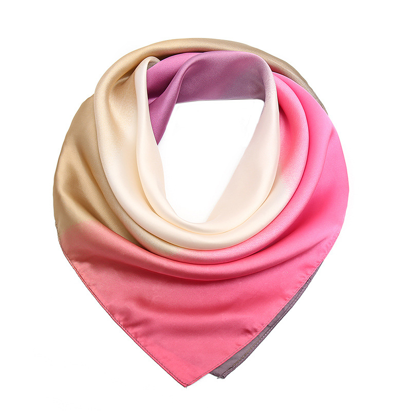 Stylish Colourblock Border Printing Ladies Silky Satin 70cmx70cm Square Bandana designer Scarf For Women