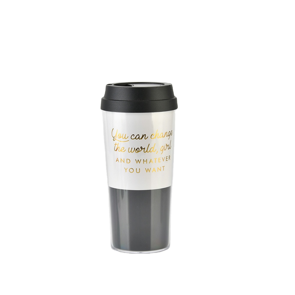 16oz reusable double wall insulated black coffee mug cups sublimation plastic custom coffee mug with lid coffee travel mug