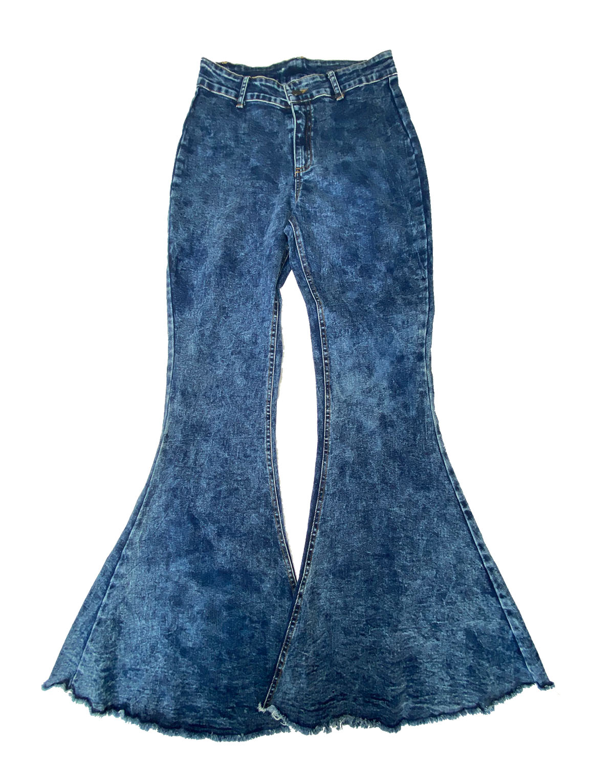 Free Shipping Fashionable Mom and Me Blue Denim Bell-bottom High-waist Buttoned Loose New Design Pants