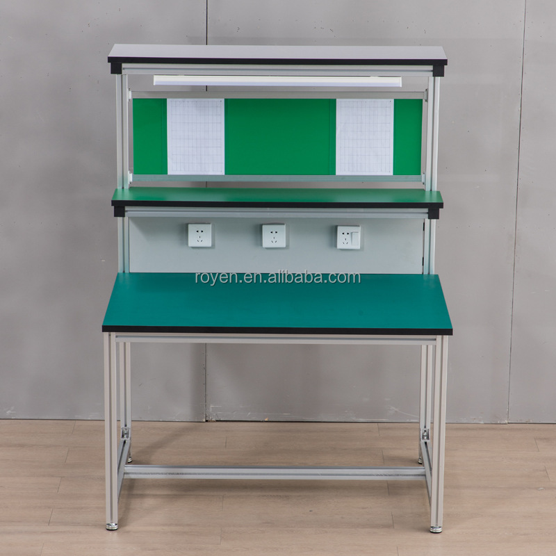 custom electronics factory assembly line production station assembly heavy anti-static wooden workbench in workshop