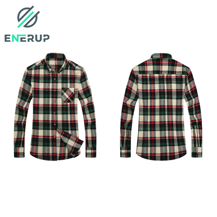 Enerup Custom Long Sleeve Yarn Dyed Plus Size Casual Breathable Sustainable Flannel Men's Shirts