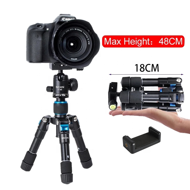 Aluminium alloy Portable Desktop pocket mini camera tripod stand for Dslr Canon Camera GoPro smartphone mobile phone