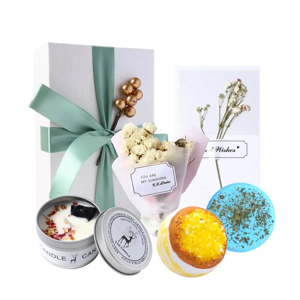 Gift Box Packing Creative Christmas Valentine's Day Dried flowers bath bomb candle gift set