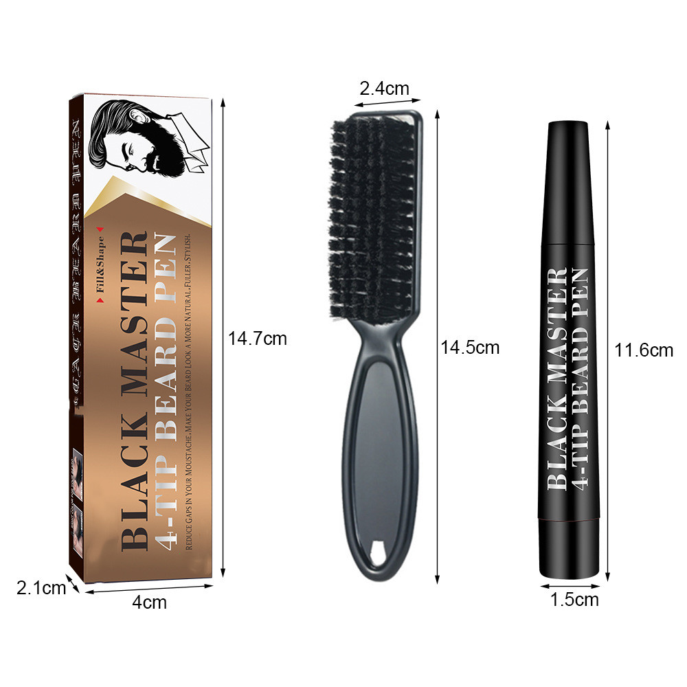 Wholesale Men's Mustache Pencil Brush Beard Chest Hair Filling Cheek Beard Finishing Style Waterproof Brush Beard Pen Sets