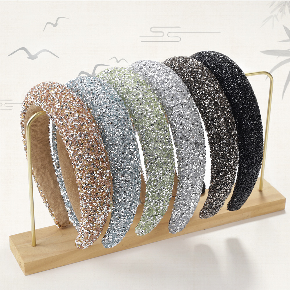 Fashion ladies adult hair band fancy diamond hair band with stones