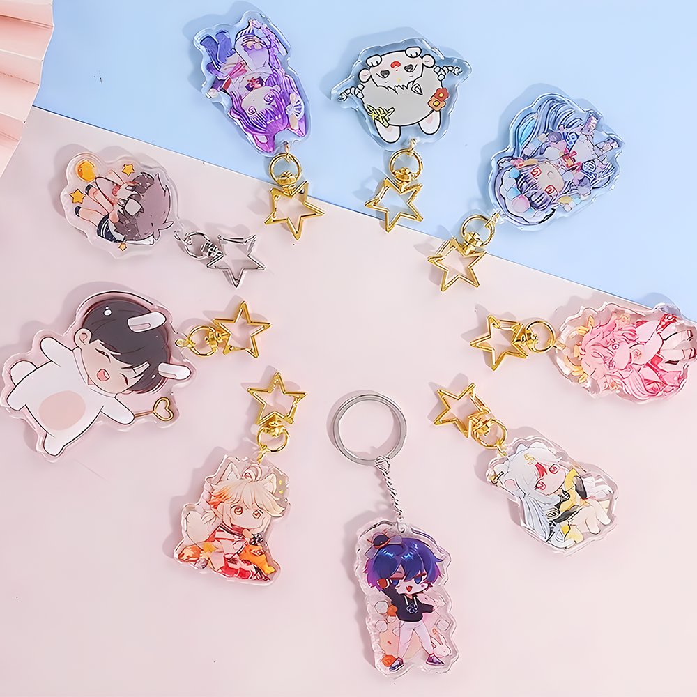 Make Your Own Design Printed Custom Acrylic Keychain Holographic Anime Transparent key Chain Wholesale Custom Acrylic charm