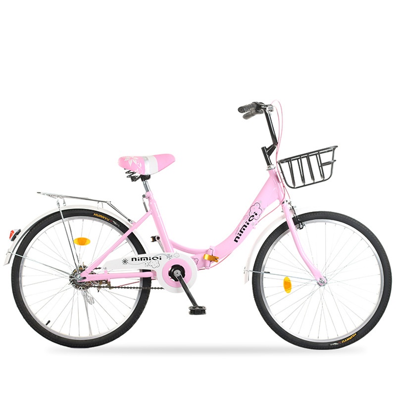 Quality 24 Inch Princess Style Folding Bicycle Adult Lady Student Light Portable High Carbon Steel Bike