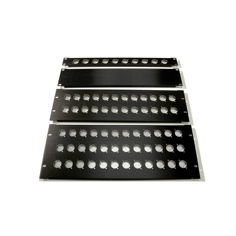 JH-Mech High Quality Aluminum Patch Panel 19 Rack Panel With 16 D-Series Punch-Outs 1U Metal Rack Panel