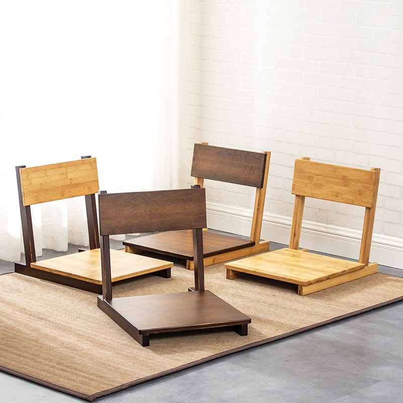 Newest custom Japanese-style chair Square solid bamboo wood simple legless Tatami Leisure chair