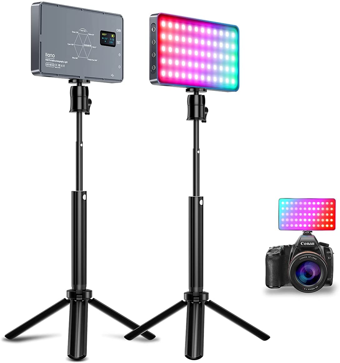 RGB-вспышка для видеокамеры, фотографическое освещение, светодиодная студийная вспышка для фотосъемки, видеозаписи