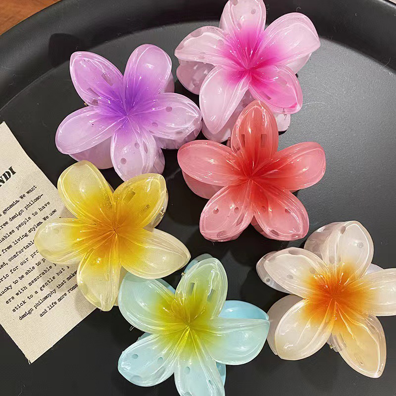 Hawaiian Flower Hair Claw Clips Large Claw for Thick/Thin Hairpins for Women Girls Barrettes Beach Summer Hair Accessories Gifts