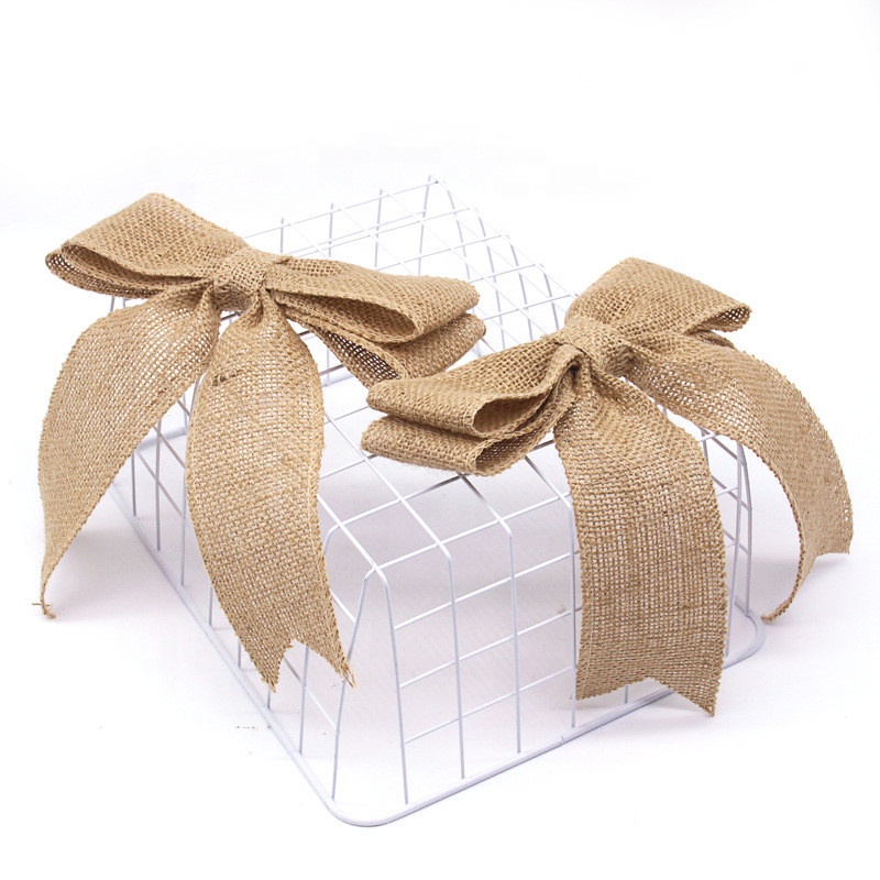 Old Fashion Christmas Gift Decoration Linen Bow Handmade Bowknot Premade bows or Hair Clips