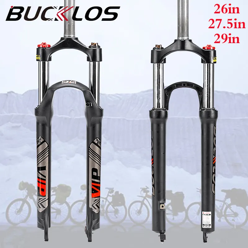 BUCKLOS MTB 26 27.5 29 shock absorber straight tube black silver aluminum alloy bicycle  fork