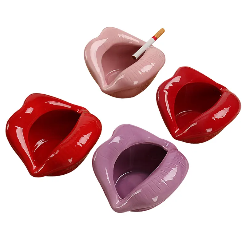 Ceramic Lips Ashtray Cigarette Smoking Holder Creative shaped big mouth ceramic custom ashtray