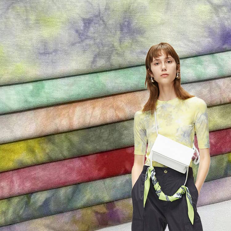 OEM ODM OBM 100% Cotton tie-dyed Stretch Breathable cotton dyed jersey knit fabrics color cotton custom