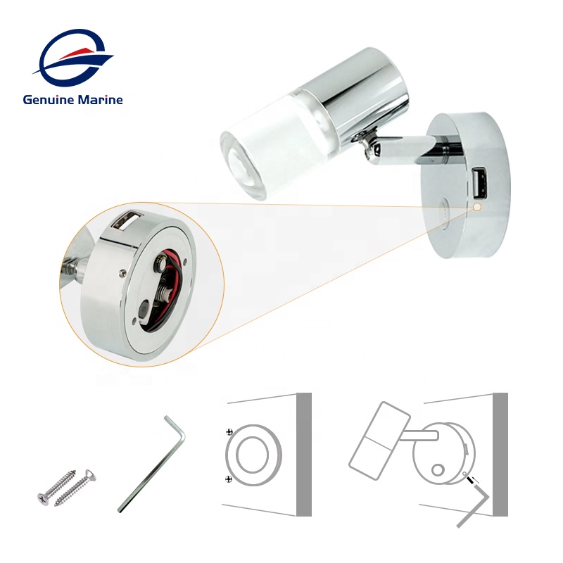Genuine Marine Aluminum alloy enclosure boat light Touchable adjustment marine lamp