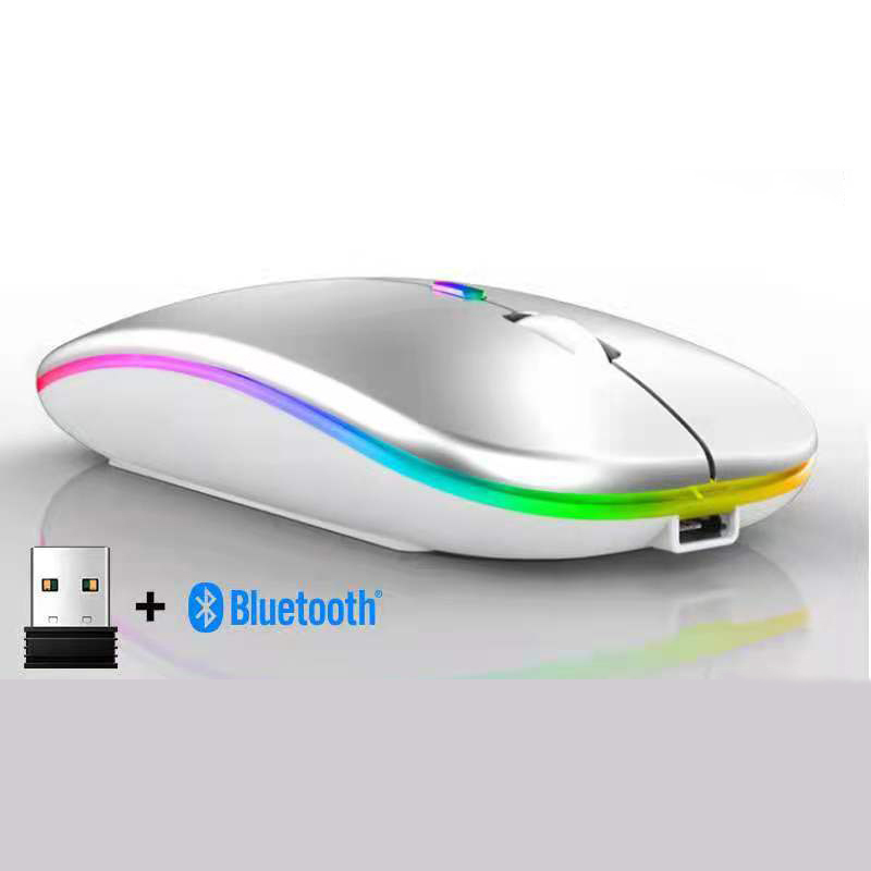 Перезаряжаемые RGB 2,4G/BT 5,0 беспроводная мышь 1600 точек/дюйм Регулируемый Тонкий Оптическая мышь для ПК мышь