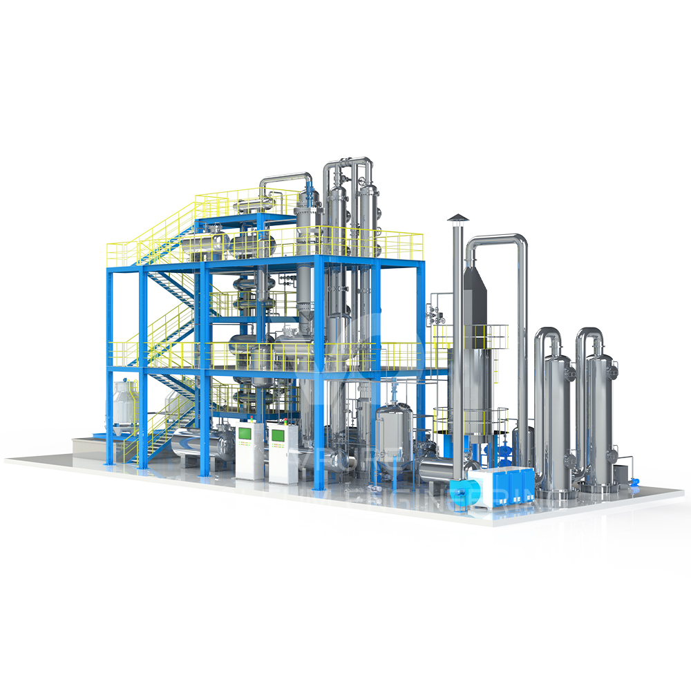2~100 tons per day special design Used black motor oil refining to group II base oil recycling machine