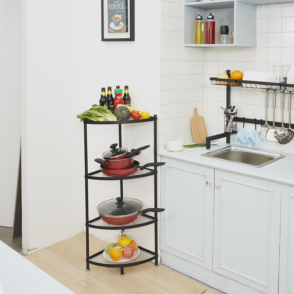 4-Tier Fan-shaped corner shelf storage holders for kitchen living room