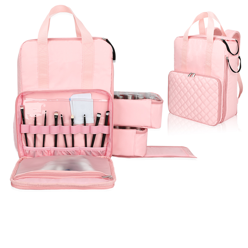 Multifunction Makeup Nail Polish Organizer Bag 2 Removable Pouches Storage Bag Technician Manicure Tools Backpack