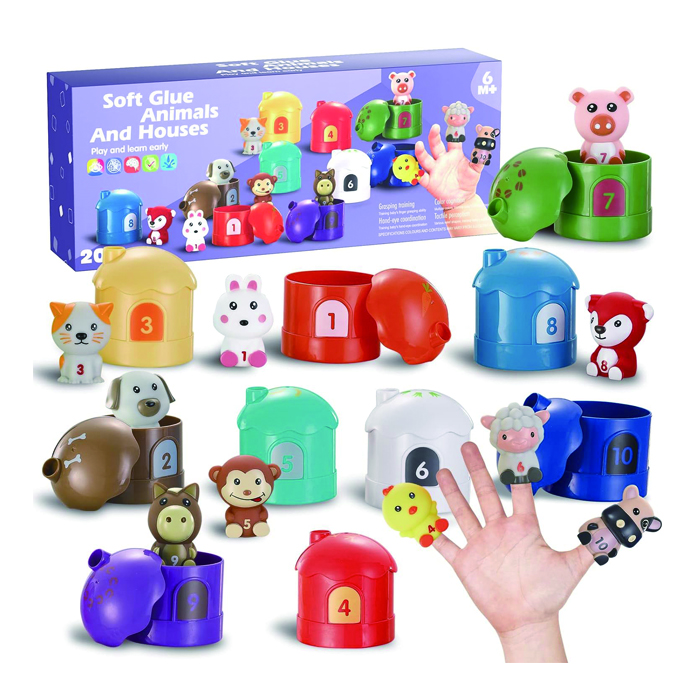 20PCS Farm Animals Finger Puppets Baby Montessori Toys Baby Educational Toys Montessori Farm Animals Toy Set For Kids Toddlers