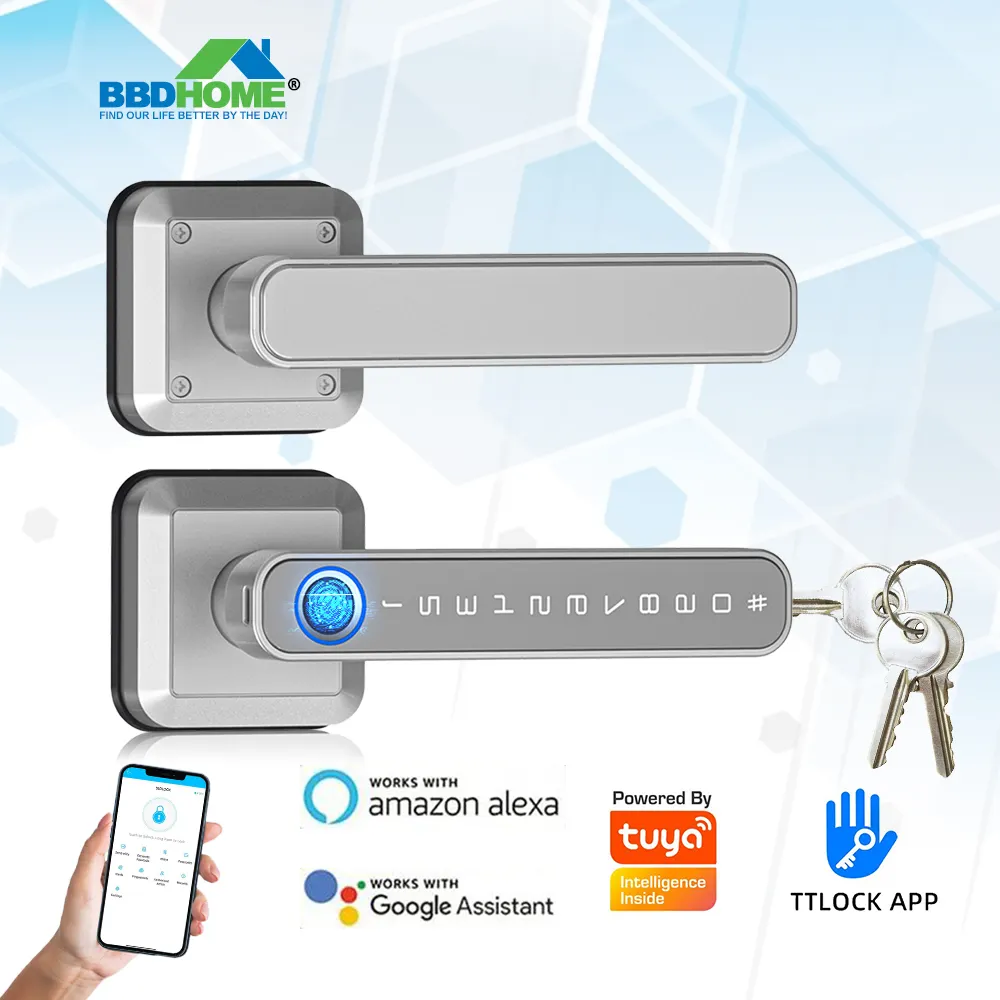 Biometric Keyless Door Handle Fingerprint Door Lock Smart Door Lock for Home Apartments Office Hotel