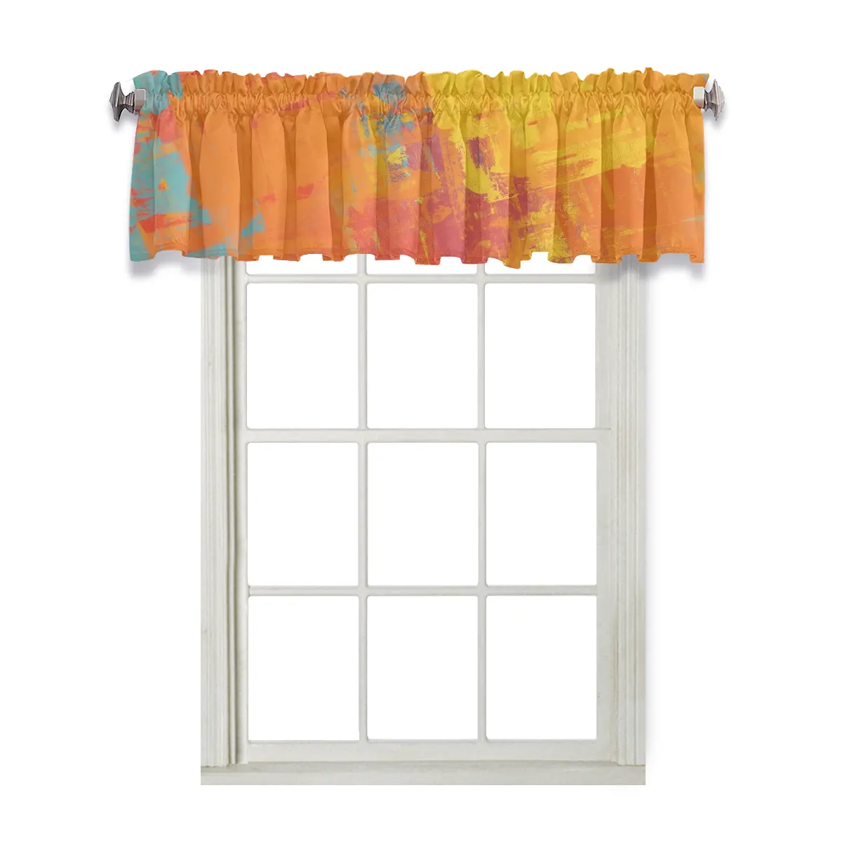 Cheap Price Sunflower Flower Oil Painting Valance Blackout Curtains Attached Valance Factory Wholesale Modern Valance Curtains