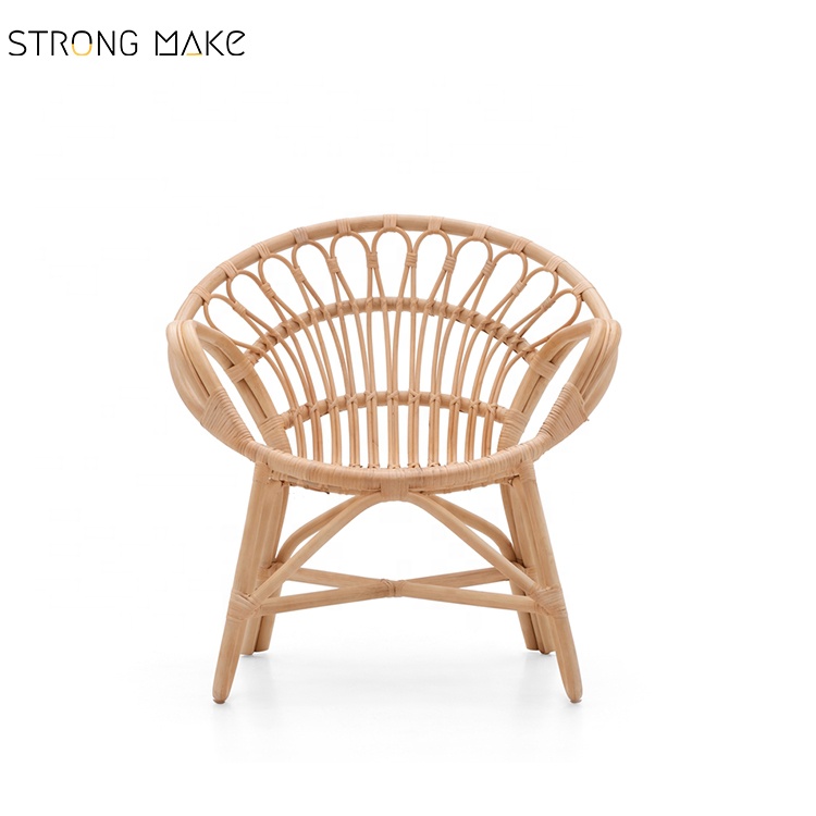 Modern living room rattan solid wood recliner relaxing leisure lounge chair