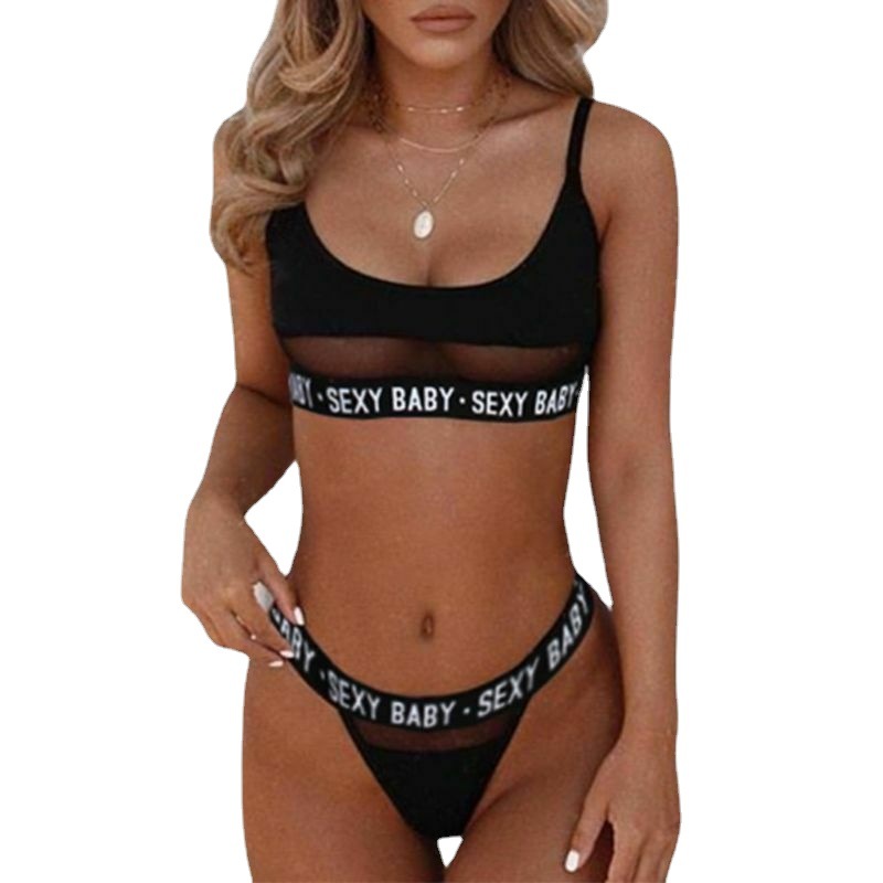 Customized lingerie sets for women ladies underwear sexy bra and panty new design Customized letters mass production underwear