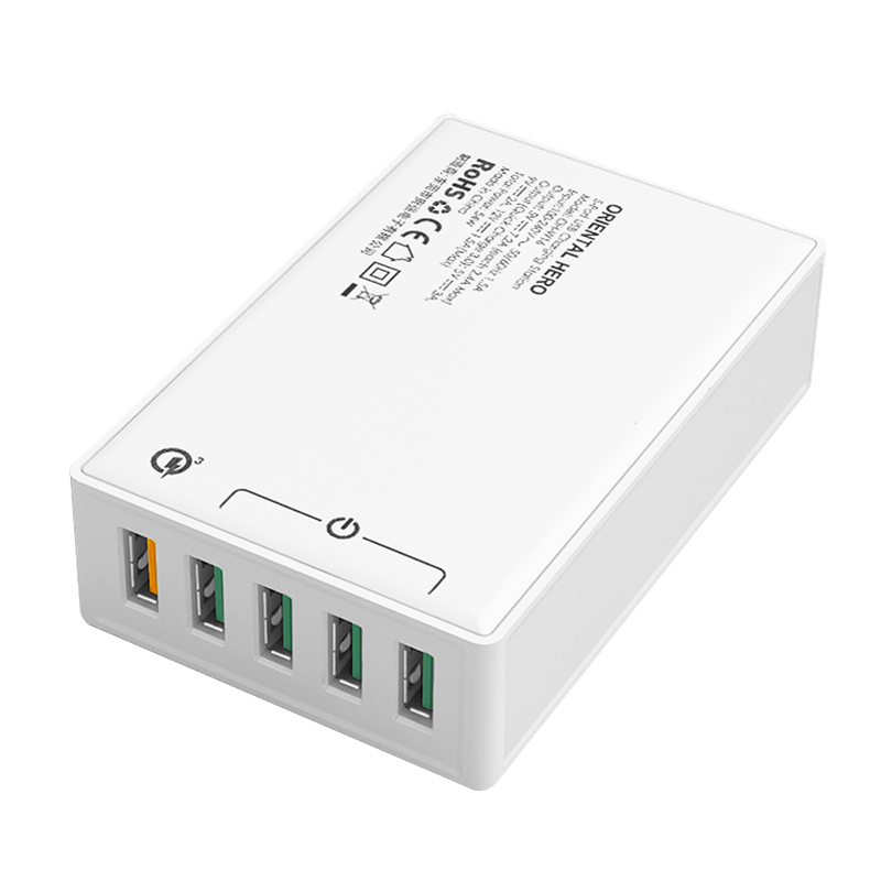 Настольное зарядное устройство QC3.0 54 Вт с 5 портами, многопортовое USB зарядное устройство для путешествий