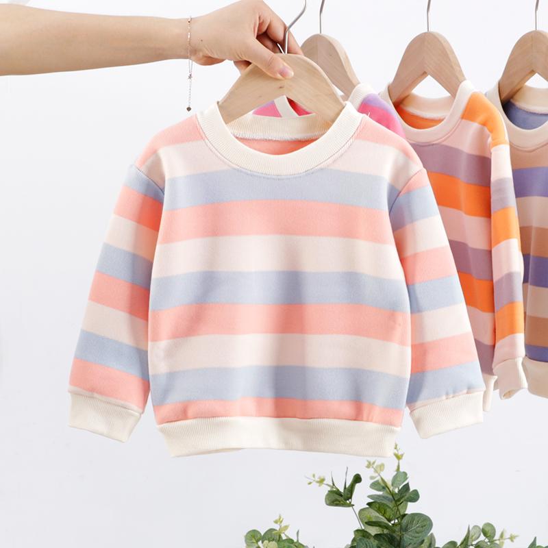 Boys and girls winter clothes Add velvet to children's T-shirts long-sleeve children's jacket autumn and winter baby clothes