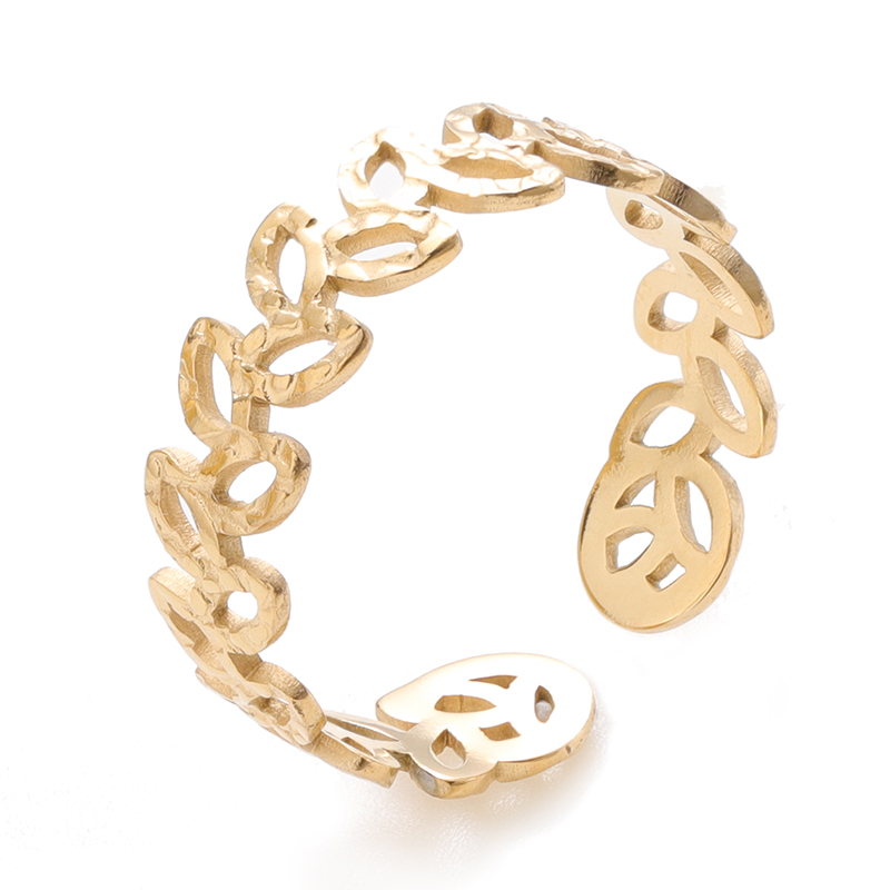 Ebay hot sale fashion stainless steel gold hollow leaves ring