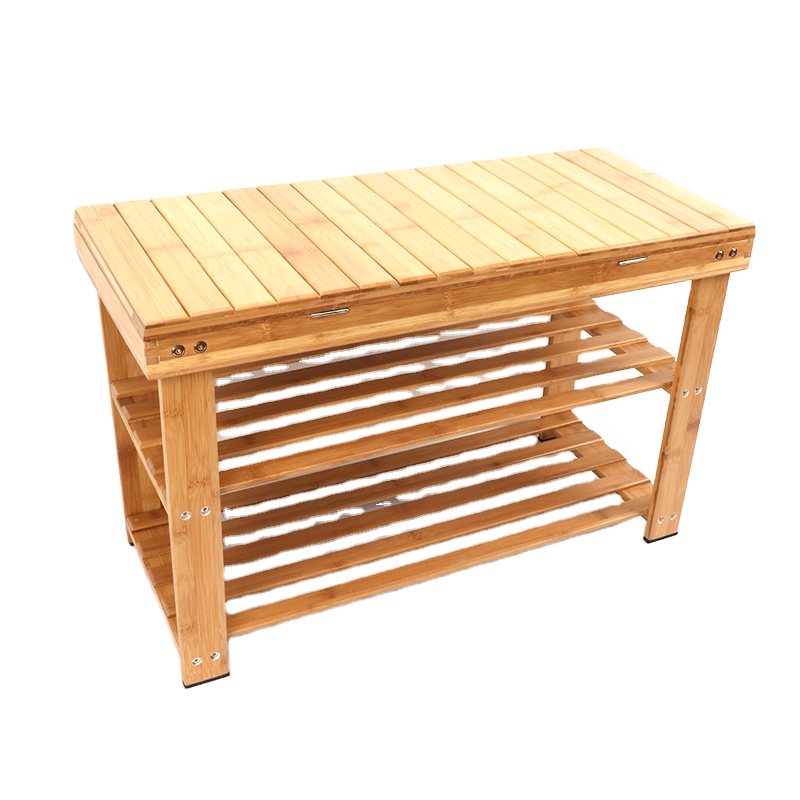 100% bamboo three layer waterproof shoe rack is suitable for outdoor home bureau
