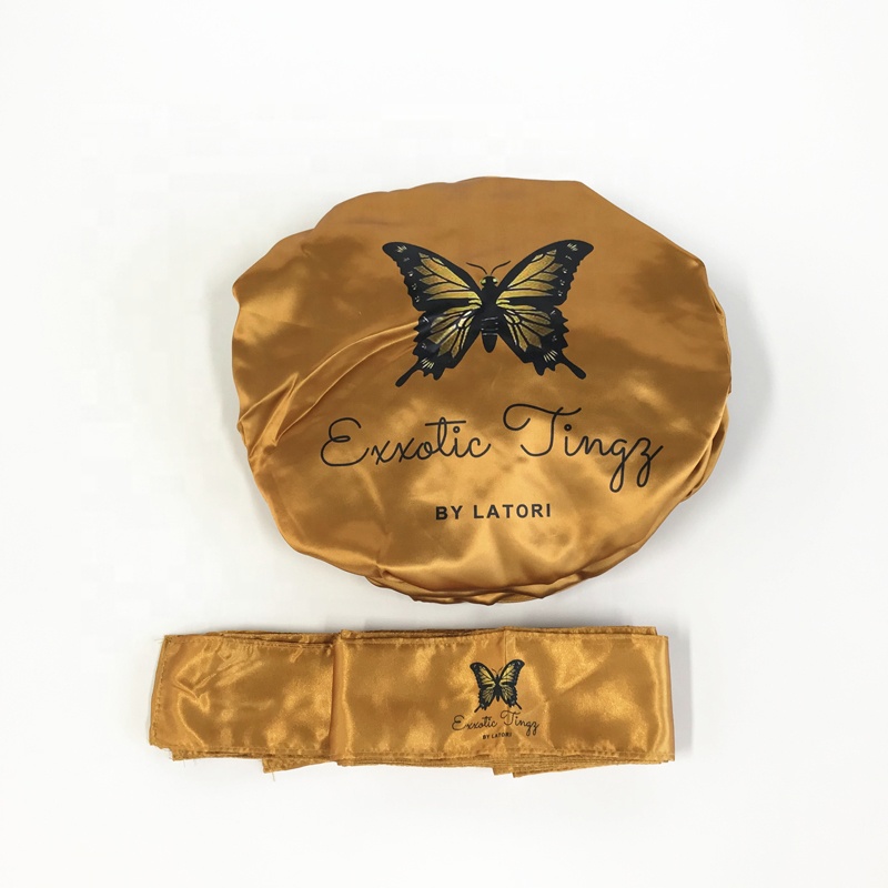 Cheap designer hair cover bonnet satin sleep bonnets premium satin bonnet and edge scarf