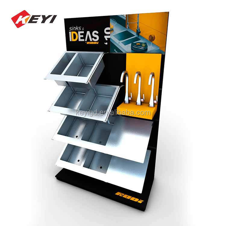Custom Retail Store Metal Kitchen Accessories Sink Display Rack / Basin Faucet Display Stand